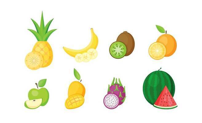 EPS 해외이미지 디자인 음식 조각 백그라운드 잎 다이어트 오렌지 과일 일러스트 디저트 수박 바나나 건강 키위 그래픽 장식 빨간색 초록색 컬러풀 노란색 정원 수확 흰색 신선 시장 플랫 맛 사과 만화 수집 파인애플 유기농 망고 내추럴 고립 숙성 채식주의자 벡터 비건 맛있는 해외202310 해외일러스트 식물 웰빙 컬러 컨셉 농업 열대과일 채식 파일형식