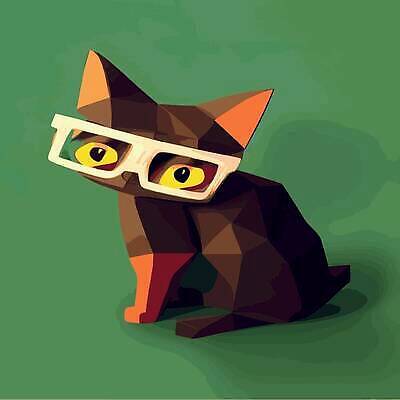 EPS 해외이미지 동물캐릭터 일러스트 사람없음 선글라스 고양이 빈티지 기하학 폴리곤 초록배경 해외202310 해외일러스트 일러캐릭터 동물 캐릭터 안경 백그라운드 컨셉 무늬 포유류 초록색 반려동물 파일형식 벡터
