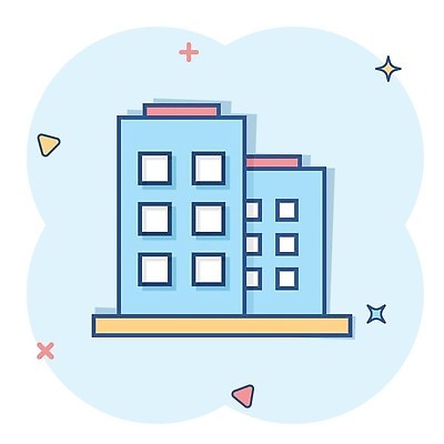 EPS 해외이미지 하늘색 일러스트 빌딩 사람없음 반짝임 삼각형 심플 해외202310 해외일러스트 도형 모션 건물 파란색 파일형식 벡터