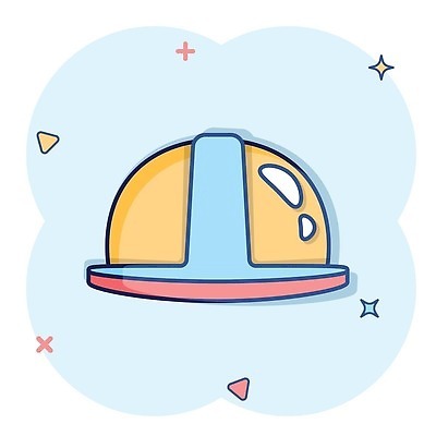 EPS 해외이미지 일러스트 사람없음 파란색 헬멧 심볼 심플 코믹 해외202310 해외일러스트 컬러 보호장비 파일형식 벡터