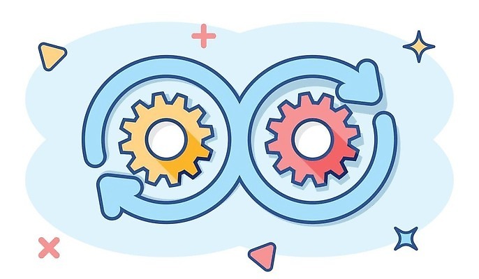 EPS 해외이미지 화살표 하늘색 일러스트 사람없음 반짝임 삼각형 톱니바퀴 회전 심플 해외202310 해외일러스트 도형 모션 파란색 파일형식 벡터