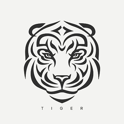 EPS 해외이미지 야생동물 선 일러스트 사람없음 검은색 호랑이 심볼 심플 해외202310 해외일러스트 동물 컬러 포유류 파일형식 벡터