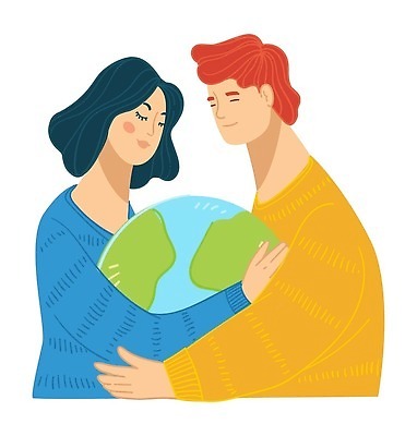 EPS 해외이미지 여자 남자 지구 일러스트 안기 사랑 상반신 성인 두명 마주보기 환경 눈감음 보호 환경보전 성인만 그린슈머 해외일러스트 감정 컨셉 모션 사람 사회이슈 파일형식 벡터