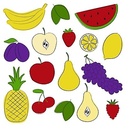 EPS 해외이미지 무료이미지 과일 일러스트 딸기 수박 바나나 사람없음 다양 체리 낙서 사과 레몬 파인애플 산딸기 자두 서양자두 해외202310 해외일러스트 다수 열대과일 파일형식 벡터