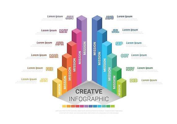 EPS 해외이미지 템플릿 일러스트 비즈니스 그래프 사람없음 자료 인포그래픽 정보 막대그래프 심플 단계 타임라인 미니멀 해외202310 해외일러스트 파일형식 벡터