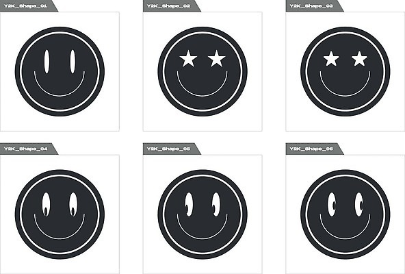 EPS 해외이미지 일러스트 추상 사람없음 그래픽 세트 검은색 라인아트 복고 엘리먼트 Y2K 해외202310 해외일러스트 선 컬러 컨셉 무늬 파일형식 벡터