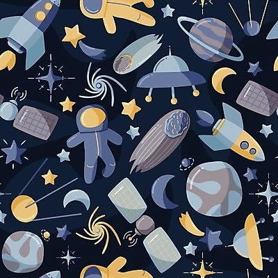 EPS 해외이미지 무료이미지 디자인 별 패턴 일러스트 사람없음 우주 인공위성 우주비행사 우주선 UFO 운석 혜성 해외202310 해외일러스트 자연요소 무늬 통신 미확인물체 파일형식 벡터 무료콘텐츠