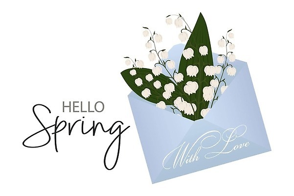 EPS 해외이미지 무료이미지 꽃 꽃다발 일러스트 봉투 봄 은방울꽃 해외202310 해외일러스트 식물 계절 파일형식 벡터 무료콘텐츠