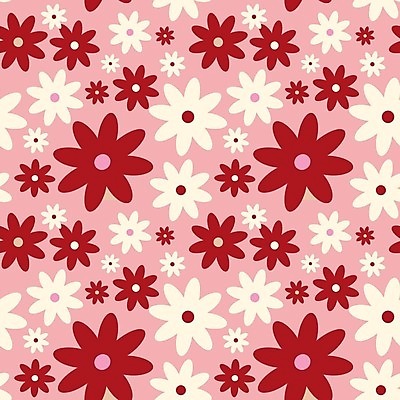 EPS 해외이미지 분홍색 꽃무늬 패턴 일러스트 사람없음 빨간색 빈티지 복고 해외202310 해외일러스트 꽃 컬러 컨셉 무늬 파일형식 벡터