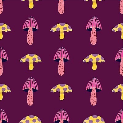 EPS 해외이미지 식물 디자인 계절 백그라운드 잎 패턴 일러스트 자연 벽지 표면 추상 미술 보라색 버섯 꿈 달 직물 독약 숲 인쇄 수집 공상 마법 곰팡이 포장소품 환각 히피 스타일 벡터 반복 해외202310 해외일러스트 자연요소 컬러 무늬 포장 문화예술 오브젝트 생태계 증상 포장재료 파일형식