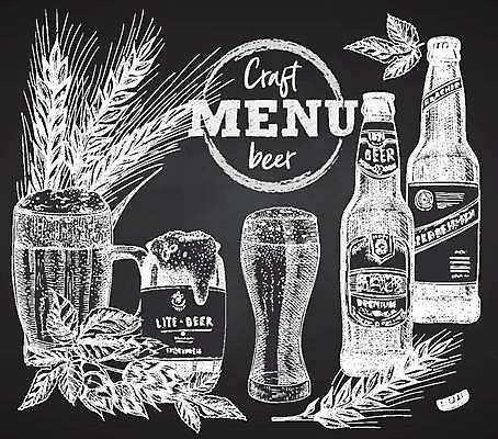 EPS 해외이미지 일러스트 생맥주 사람없음 세트 빈티지 스케치 밀 허브 메뉴 보리 맥주잔 손그림 맥주병 캔맥주 해외202310 해외일러스트 식물 컨셉 술잔 술병 곡류 맥주 미술 캔 파일형식 벡터