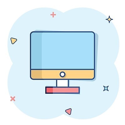 EPS 해외이미지 하늘색 일러스트 사람없음 반짝임 모니터 삼각형 심플 해외202310 해외일러스트 도형 모션 파란색 컴퓨터 파일형식 벡터