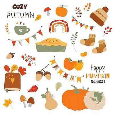 EPS 해외이미지 열매 무지개 단풍 낙엽 일러스트 호박 털모자 사람없음 주황색 버섯 머그컵 사과 도토리 가랜드 호박파이 해외202310 해외일러스트 자연요소 식물 모자_잡화 컬러 잎 채소 과일 컵 견과류 파티용품 파이_빵 파일형식 벡터
