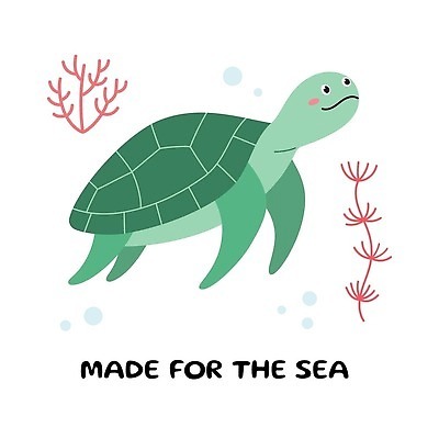 EPS 해외이미지 무료이미지 바다 일러스트 사람없음 초록색 해초 산호 거북이 바다거북 해외202310 해외일러스트 컬러 파충류 해조류 자포동물 파일형식 벡터 무료콘텐츠