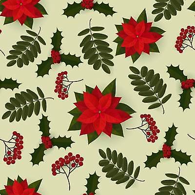 EPS 해외이미지 무료이미지 열매 잎 패턴 일러스트 사람없음 빨간색 초록색 포인세티아 해외202310 해외일러스트 식물 꽃 컬러 무늬 파일형식 벡터 무료콘텐츠