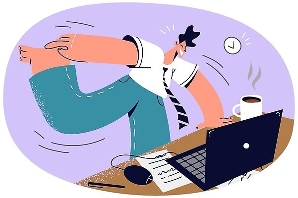 EPS 해외이미지 전신 남자 시계 일러스트 한명 성인 노트북 운동 건강관리 스트레칭 마우스 비즈니스맨 커피잔 책상 문서 업무과다 성인남자한명만 해외202310 해외일러스트 1 커피 가구 비즈니스 잔 건강 관리 사람 전자제품 컴퓨터용품 업무 직장인 남자한명만 성인남자만 파일형식 벡터