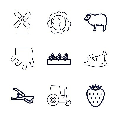 EPS 해외이미지 일러스트 딸기 사람없음 치킨 풍차 양 심볼 양배추 해외202310 해외일러스트 채소 과일 포유류 닭고기요리 파일형식 벡터