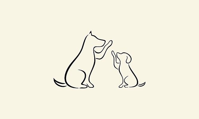 EPS 해외이미지 디자인 선 두마리 일러스트 사람없음 강아지 심볼 라인아트 그림 해외202310 해외일러스트 2 반려동물 개 파일형식 벡터