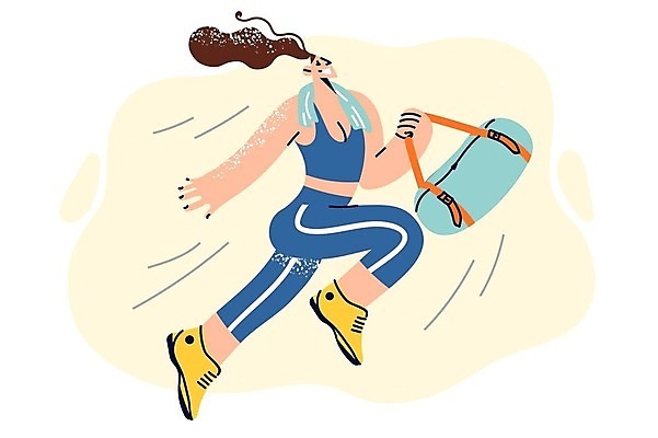 EPS 해외이미지 전신 무료이미지 여자 가방 일러스트 한명 들기 성인 운동복 수건 달리기 운동 건강관리 헬스 성인여자한명만 해외202310 해외일러스트 1 잡화 옷 모션 건강 관리 사람 위생용품 여자한명만 성인여자만 파일형식 벡터