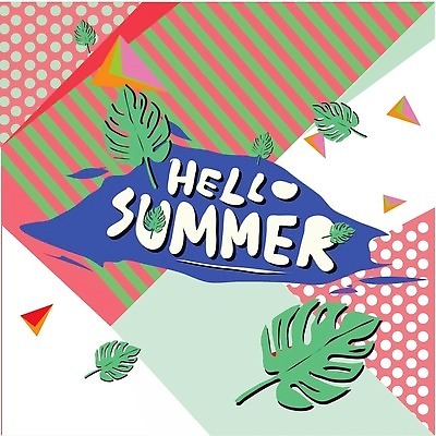 EPS 해외이미지 무료이미지 디자인 백그라운드 일러스트 미술 타이포그라피 사람없음 여름 야자수잎 몬스테라 스타일 멤피스디자인 해외202310 해외일러스트 식물 문자 계절 잎 문화예술 파일형식 벡터 무료콘텐츠