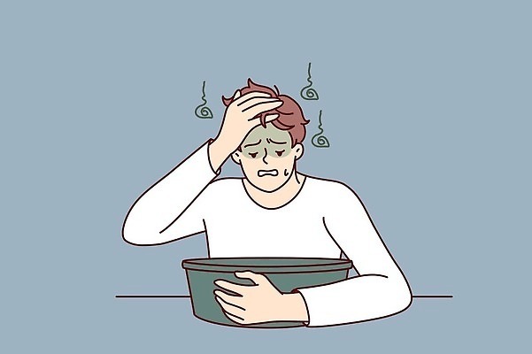 EPS 해외이미지 남자 일러스트 건강 한명 성인 세면대 두통 구토 숙취 성인남자한명만 해외202309 해외일러스트 1 사람 질병 증상 남자한명만 성인남자만 파일형식 벡터