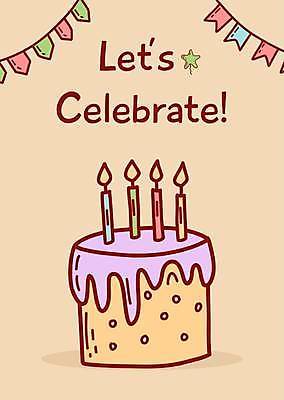 EPS 해외이미지 무료이미지 일러스트 사람없음 케이크 축하 생일 생일케이크 가랜드 해외202310 해외일러스트 기념일 컨셉 디저트 파티용품 파일형식 벡터