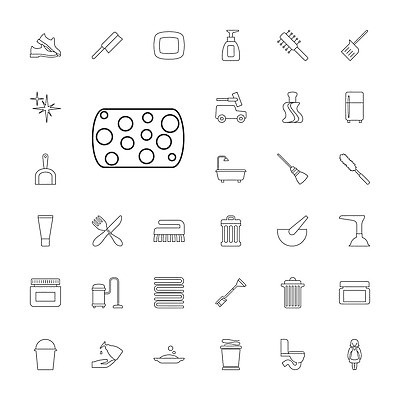 EPS 해외이미지 신발 포크 일러스트 욕조 사람없음 화장품 쓰레기통 붓 나이프 먼지떨이 심볼 화장실 비누 냉장고 절구 변기 쓰레받기 스폰지캔 해외202310 해외일러스트 식기 위생용품 뷰티 가전제품 도구 칼 청소도구 파일형식 벡터