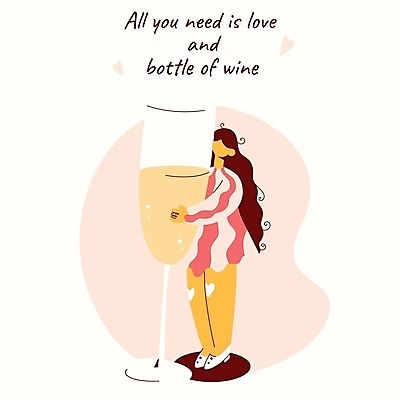 EPS 해외이미지 무료이미지 여자 와인잔 일러스트 안기 한명 성인 와인 샴페인 얼굴없음 성인여자한명만 해외202310 해외일러스트 1 술잔 모션 주류 사람 여자한명만 성인여자만 파일형식 벡터