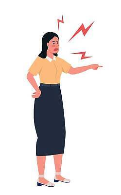 EPS 해외이미지 여자 허리손 일러스트 한명 성인 외침 분노 가리킴 갈등 번개모양 성인여자한명만 해외202310 해외일러스트 모양 1 감정 포즈 사람 손짓 소리 번개 여자한명만 성인여자만 파일형식 벡터