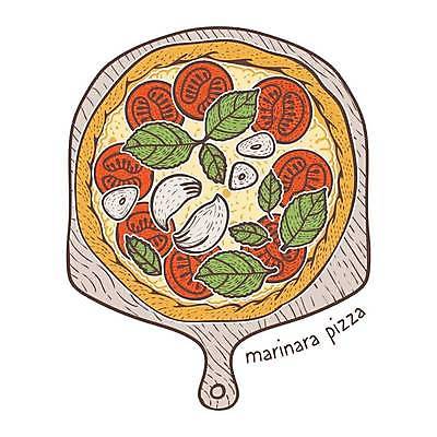 EPS 해외이미지 토마토 일러스트 피자 마늘 사람없음 바질 나무도마 이탈리아피자 해외202310 해외일러스트 채소 도마 패스트푸드 서양음식 목재 파일형식 벡터