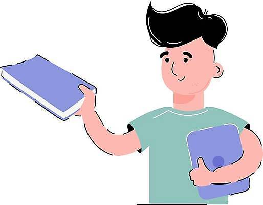 EPS 해외이미지 무료이미지 교육 남자 일러스트 한명 들기 상반신 성인 책 학습 태블릿 스마트 성인남자한명만 해외202310 해외일러스트 1 컨셉 모션 사람 전자제품 스마트기기 남자한명만 성인남자만 파일형식 벡터