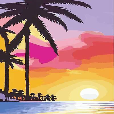 EPS 해외이미지 실루엣 일러스트 하늘 사람없음 컬러풀 야자수 노을 분위기 카피스페이스 해외202310 해외일러스트 자연요소 나무 컬러 컨셉 촬영기법 공백 파일형식 벡터