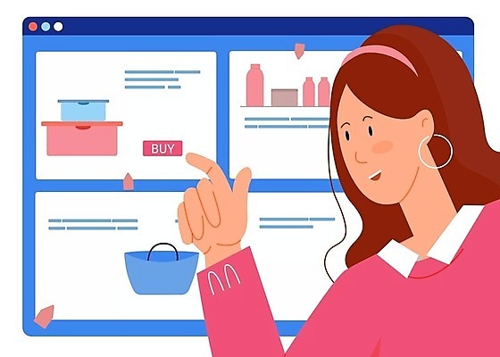 EPS 해외이미지 무료이미지 여자 일러스트 한명 성인 쇼핑 상점 웹 가리킴 구매 상품 온라인 인터넷창 목록 온라인쇼핑몰 인터넷구매 성인여자한명만 해외202310 해외일러스트 1 인터넷 사람 손짓 쇼핑몰 여자한명만 성인여자만 파일형식 벡터