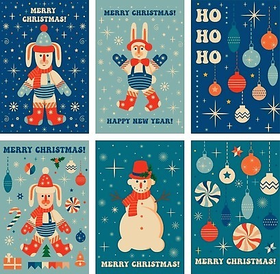 EPS 해외이미지 크리스마스 여러마리 일러스트 눈사람 크리스마스카드 사람없음 파란색 반짝임 토끼 빈티지 오너먼트 해외202310 해외일러스트 기념일 컬러 다수 컨셉 크리스마스장식 포유류 모션 카드_감사 반려동물 파일형식 벡터