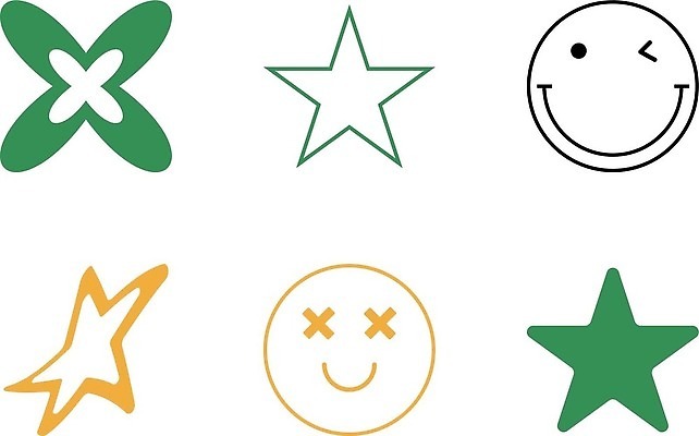 EPS 해외이미지 별 일러스트 추상 윙크 사람없음 그래픽 초록색 세트 노란색 X 라인아트 복고 엘리먼트 Y2K 해외202310 해외일러스트 자연요소 알파벳 선 컬러 컨셉 무늬 표정 파일형식 벡터