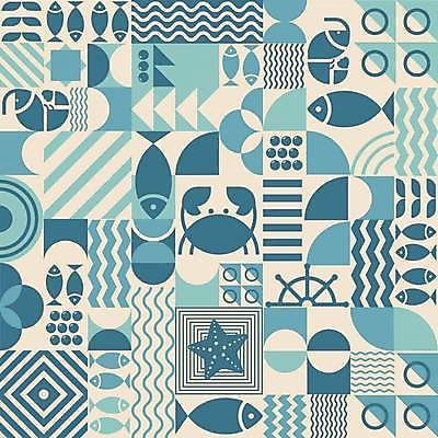 EPS 해외이미지 패턴 일러스트 추상 불가사리 어류 사람없음 파란색 수중동물 게 기하학 물결무늬 해외202310 해외일러스트 동물 물결 컬러 무늬 극피동물 갑각류 파일형식 벡터