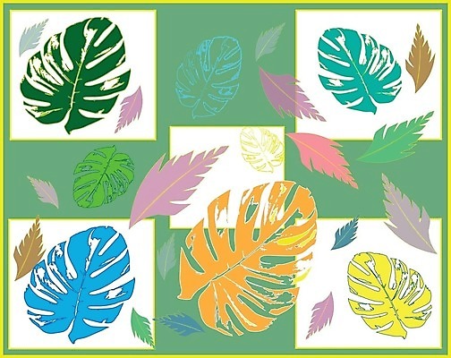 EPS 해외이미지 식물 무료이미지 디자인 백그라운드 잎 일러스트 추상 사람없음 초록색 컬러풀 몬스테라 엘리먼트 해외202310 해외일러스트 컬러 무늬 파일형식 벡터 무료콘텐츠