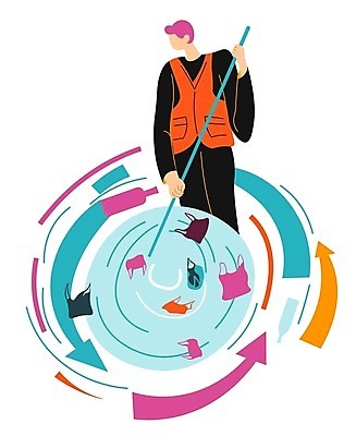 EPS 해외이미지 무료이미지 남자 화살표 일러스트 비닐봉투 한명 들기 성인 물 환경 막대기 쓰레기 에코 성인남자한명만 젓기 해외202310 해외일러스트 자연요소 1 모션 봉투 사람 남자한명만 성인남자만 파일형식 벡터