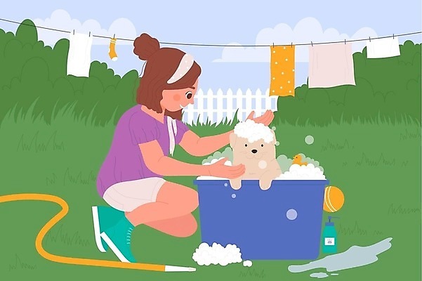 EPS 해외이미지 전신 무료이미지 여자 행복 어린이 일러스트 공 오리 한명 반려동물 목욕 거품 머리띠 강아지 빨래 빨랫줄 호스 대야 빨래집게 소녀한명만 애견샴푸 해외202310 해외일러스트 동물 1 감정 줄 가사 장신구 조류 집게 사람 청결 개 애견용품 여자한명만 소녀만 파일형식 벡터