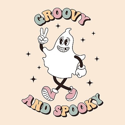 EPS 해외이미지 무료이미지 일러스트 사람없음 반짝임 할로윈 유령 브이 키치 해외202310 해외일러스트 컨셉 모션 손짓 파일형식 벡터