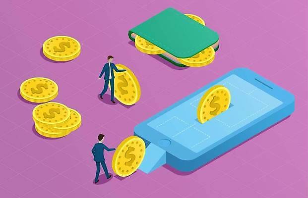 EPS 해외이미지 무료이미지 남자 돈 일러스트 모바일 성인 두명 스마트폰 디지털 동전 신용카드 지갑 핀테크 성인남자만 해외202310 해외일러스트 사람 금융 핸드폰 스마트기기 재산 남자만 성인만 파일형식 벡터 무료콘텐츠