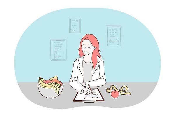 EPS 해외이미지 무료이미지 그릇 여자 채소 과일 일러스트 줄자 식이요법 한명 성인 건강관리 의사 기록 서류판 성인여자한명만 해외202310 해외일러스트 1 식기 자 건강 관리 사람 사무용품 의료진 여자한명만 성인여자만 파일형식 벡터