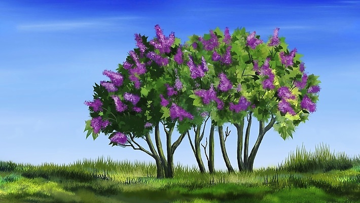 포토 JPG 해외이미지 나무 디자인 분홍색 백그라운드 일러스트 자연 하늘 사람없음 야외 파란색 전원 만화 스케치 그림 라일락 해외202310 해외일러스트 식물 꽃 컬러 미술 전기에너지 생태계 파일형식