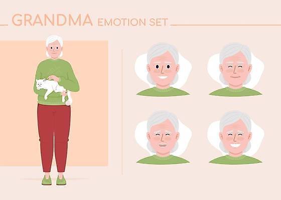 해외이미지 전신 여자 노년 얼굴 인물캐릭터 여러명 고양이 노인여자만 해외202310 캐릭터 다수 포유류 사람 성인 신체부위 반려동물 여자만 노인만