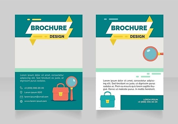 EPS 해외이미지 가방 일러스트 비즈니스 돋보기 팜플렛 사람없음 세트 상담 청록색 해외202310 해외일러스트 잡화 컬러 파일형식 벡터