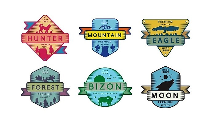 EPS 해외이미지 무료이미지 야생동물 일러스트 곰 산 타이포그라피 사람없음 세트 라벨 달 원형 숲 들소 심볼 독수리 마름모 늑대 역삼각형 해외202310 해외일러스트 자연요소 도형 동물 문자 포유류 조류 프레임 소 삼각형 파일형식 벡터