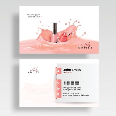 EPS 해외이미지 무료이미지 디자인 배너 분홍색 일러스트 비즈니스 명함 사람없음 세트 매니큐어 네일샵 네일아티스트 해외202004 해외일러스트 직업 컬러 상점 화장품 파일형식 벡터