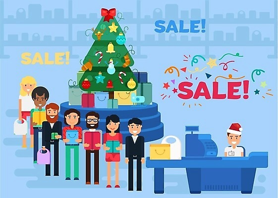 EPS 해외이미지 무료이미지 여자 남자 크리스마스 일러스트 산타모자 들기 여러명 성인 파란색 선물상자 쇼핑백 크리스마스트리 세일 상점 구매 쇼핑몰 계산대 성인만 해외202310 해외일러스트 모자_잡화 기념일 컬러 다수 가방 모션 선물 사람 쇼핑 상자 파일형식 벡터