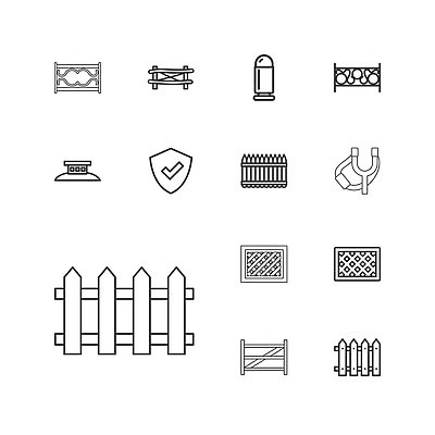 EPS 해외이미지 일러스트 사람없음 울타리 심볼 체크표시 방패 새총 해외202310 해외일러스트 담장 확인 파일형식 벡터