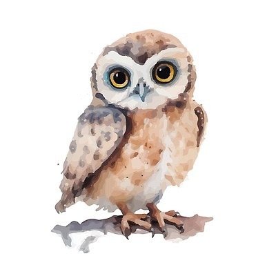 EPS 해외이미지 응시 야생동물 일러스트 사람없음 갈색 귀여움 나뭇가지 질감 번짐 부엉이 해외202310 해외일러스트 나무 동물 시선 컬러 컨셉 조류 파일형식 벡터 효과